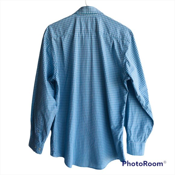 Southern Tide Pink Blue Mini Plaid Button Down LS Shirt Mens M Grand Millennial - Picture 2 of 2